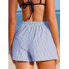 imageCUPSHE Womens Summer Shorts Striped Elastic High Waist Wide Leg Cover Ups Boxer Shorts with PocketsBlue