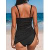 imageCUPSHE Womens Tankini Sets Surplice V Neck Two Piece Bathing Suits Adjustable Straps Cutout Swimwear DrawsrtingBlack
