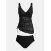 imageCUPSHE Womens Tankini Sets Surplice V Neck Two Piece Bathing Suits Adjustable Straps Cutout Swimwear DrawsrtingBlack