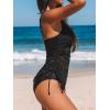 imageCUPSHE Womens Tankini Sets Surplice V Neck Two Piece Bathing Suits Adjustable Straps Cutout Swimwear DrawsrtingBlack