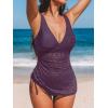 imageCUPSHE Womens Tankini Sets Surplice V Neck Two Piece Bathing Suits Adjustable Straps Cutout Swimwear DrawsrtingBlackberry