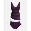 imageCUPSHE Womens Tankini Sets Surplice V Neck Two Piece Bathing Suits Adjustable Straps Cutout Swimwear DrawsrtingBlackberry