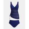 imageCUPSHE Womens Tankini Sets Surplice V Neck Two Piece Bathing Suits Adjustable Straps Cutout Swimwear DrawsrtingNavy Blue