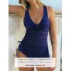 imageCUPSHE Womens Tankini Sets Surplice V Neck Two Piece Bathing Suits Adjustable Straps Cutout Swimwear DrawsrtingNavy Blue