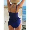imageCUPSHE Womens Tankini Sets Surplice V Neck Two Piece Bathing Suits Adjustable Straps Cutout Swimwear DrawsrtingNavy Blue