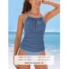 imageCUPSHE Womens Tankini Sets Two Piece Swimsuit High Neck High Waist Front Keyhole Bathing Suit Hollow O RingDusky Blue