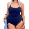 imageCUPSHE Plus Size Womens One Piece Bathing Suit Scoop Neck Swimsuit Cutouts Side Drawstring Adjustable StrapsDeep Navy