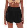 imageCUPSHE Women Coverup Shorts Smocked Waist High Rise Swimsuit Coverup Shorts with Side PocketsBlack