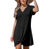 imageCUPSHE Women Waffle Knit Bathing Suit Cover Up Short Sleeve Twist Hem Swimsuit Coverup for Summer VacationBlack
