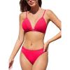 imageCUPSHE Womens Bikini Sets Two Piece Swimsuit V Neck Bathing Suit Side Cutouts Cheeky Bottom Back Hook SwimwearStrawberry Red