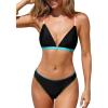 imageCUPSHE Womens Bikini Sets Two Piece Swimsuit V Neck Crisscross Back Low Rise Stitching Cheeky BottomBlackRainbow
