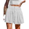 imageCUPSHE Womens Casual Shorts Smocked High Rise Bathing Suit Cover Up Wide Leg Beach Summer ShortsWhite