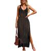 imageCUPSHE Womens Crochet Swimsuit Coverup Sleeveless Mesh Bathing Suit Cover Ups Split Maxi Beach DressBlack