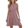 imageCUPSHE Womens Hollow Out Mini Dress Cover Up Ribbed Knit Scoop Neck Sleeveless Beach Spring Summer DressesPink