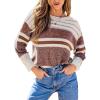 imageCUPSHE Womens Long Sleeve Sweater Striped 2024 Fall Casual Fit Crochet Knit Sweater Top