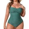 imageCUPSHE Womens Plus Size One Piece Swimsuit Sweetheart Neck Wrapped Bathing Suit Ruched Adjustable Straps SwimwearTeal