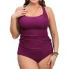 imageCUPSHE Womens Plus Size Tankini Sets Scoop Neck Two Piece Swimsuits Crisscross Back Strappy AdjustableFuchsia Red