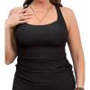 imageCUPSHE Womens Plus Size Tankini Top Swimsuit Only Scoop Neck Crisscross Back RuchingBlack