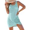 imageCUPSHE Womens Sleeveless Swimsuit Coverup Waffle Knit Swimwear Beach Cover Ups Twisted Mini DressLight Blueeyelet