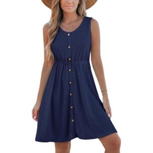 imageCUPSHE Womens Hollow Out Mini Dress Cover Up Ribbed Knit Scoop Neck Sleeveless Beach Spring Summer DressesNavy Blue