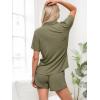 imageCUPSHE Button Down Pajama Shorts Set for Women 2 Piece Post Partum Lounge Shorts PJ SetsArmy Green