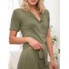 imageCUPSHE Button Down Pajama Shorts Set for Women 2 Piece Post Partum Lounge Shorts PJ SetsArmy Green