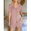 imageCUPSHE Button Down Pajama Shorts Set for Women 2 Piece Post Partum Lounge Shorts PJ SetsPink