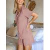 imageCUPSHE Button Down Pajama Shorts Set for Women 2 Piece Post Partum Lounge Shorts PJ SetsPink