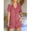 imageCUPSHE Button Down Pajama Shorts Set for Women 2 Piece Post Partum Lounge Shorts PJ SetsRust Red