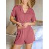 imageCUPSHE Button Down Pajama Shorts Set for Women 2 Piece Post Partum Lounge Shorts PJ SetsRust Red