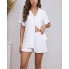 imageCUPSHE Button Down Pajama Shorts Set for Women 2 Piece Post Partum Lounge Shorts PJ SetsWhite