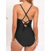 imageCUPSHE Maternity One Piece Swimsuit Scoop Neck Womens Bathing Suit Scalloped Lace up Back Criss Cross Tie PregnancyBlack