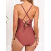 imageCUPSHE Maternity One Piece Swimsuit Scoop Neck Womens Bathing Suit Scalloped Lace up Back Criss Cross Tie PregnancyBrown