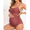 imageCUPSHE Maternity One Piece Swimsuit Scoop Neck Womens Bathing Suit Scalloped Lace up Back Criss Cross Tie PregnancyBrown