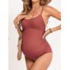 imageCUPSHE Maternity One Piece Swimsuit Scoop Neck Womens Bathing Suit Scalloped Lace up Back Criss Cross Tie PregnancyBrown