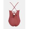 imageCUPSHE Maternity One Piece Swimsuit Scoop Neck Womens Bathing Suit Scalloped Lace up Back Criss Cross Tie PregnancyBrown