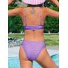 imageCUPSHE Women Bikini Set Solid Color Sexy Triangle Two Piece SwimsuitPurple Striped
