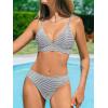 imageCUPSHE Women Bikini Set Solid Color Sexy Triangle Two Piece SwimsuitWhiteBlack Striped