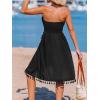 imageCUPSHE Women Strapless Tube Swimsuit Coverup Smocked Beach Cover Up Dress GreenBblack