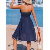 imageCUPSHE Women Strapless Tube Swimsuit Coverup Smocked Beach Cover Up Dress GreenBblue