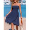 imageCUPSHE Women Strapless Tube Swimsuit Coverup Smocked Beach Cover Up Dress GreenBblue