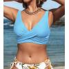 imageCUPSHE Women Swimsuit Bikini Top Wrap Self Tie Bathing Suit with Fixed Wide StrapsLight Blue
