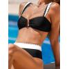 imageCUPSHE Womens Bikini Set High Waisted Two Piece Swimsuit U Wire Color Block Bathing Suit Back Hook Full CoverageBlackWhite