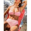 imageCUPSHE Womens Bikini Set High Waisted Two Piece Swimsuit U Wire High Leg Cut Cheeky Bottom Bathing Suit Back HookWhiteRed Stripe