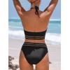 imageCUPSHE Womens Bikini Sets Halter Neck Self Tied Adjustable Straps O Ring Cutout Bathing Suit High Rise BottomBlack