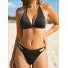imageCUPSHE Womens Bikini Sets Halter V Neck Adjustable Self Tied Straps Glitter Bathing Suit Low RiseGlitter Black