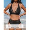 imageCUPSHE Womens Bikini Sets Halter V Neck Tie Back Bathing Suit Mesh Panel High Waisted BottomBlack