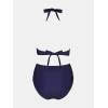 imageCUPSHE Womens Bikini Sets Halter V Neck Tie Back Bathing Suit Mesh Panel High Waisted BottomNavy