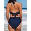 imageCUPSHE Womens Bikini Sets Halter V Neck Tie Back Bathing Suit Mesh Panel High Waisted BottomNavy