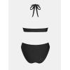 imageCUPSHE Womens Bikini Sets High Waisted Two Piece Swimsuit V Neck Triangle Top Bathing Suit Halter Strap Self TieBlack